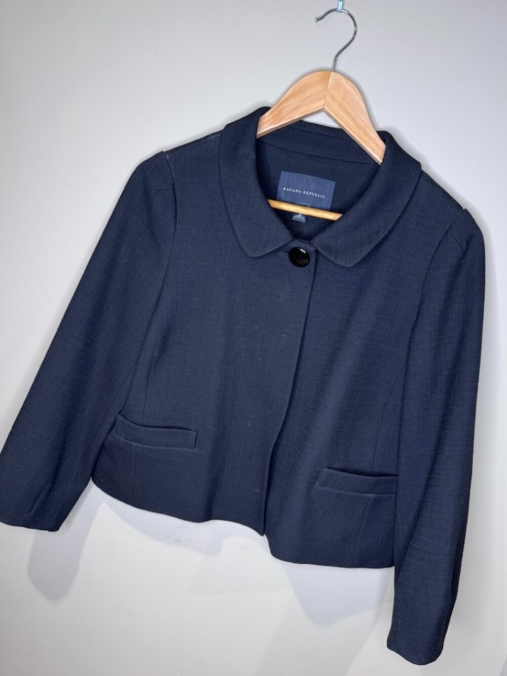 Banana Republic | 100% Wool | One-Button Blazer Jacket | Black | Size 8